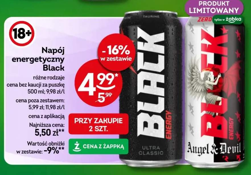 Napój energetyczny Black różne rodzaje