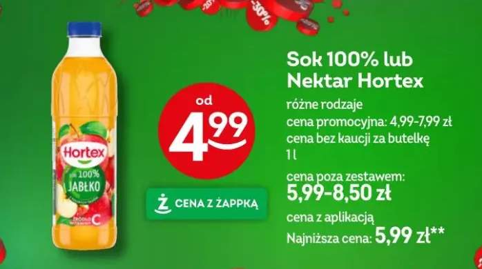 Sok 100% lub Nektar Hortex różne rodzaje