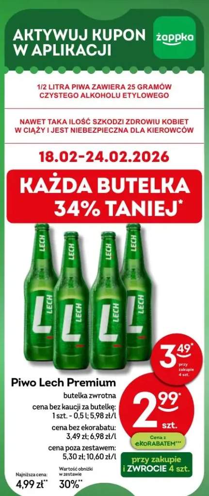 Piwo Lech Premium butelka zwrotna