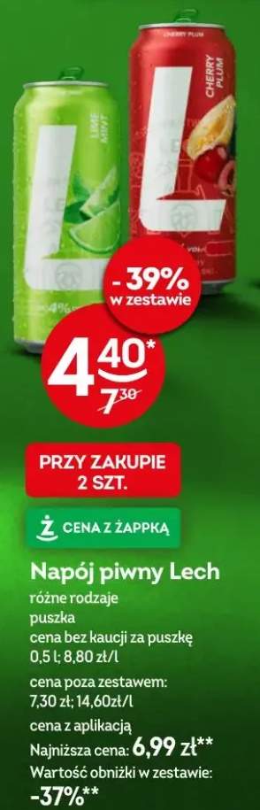 Napój piwny Lech różne rodzaje puszka