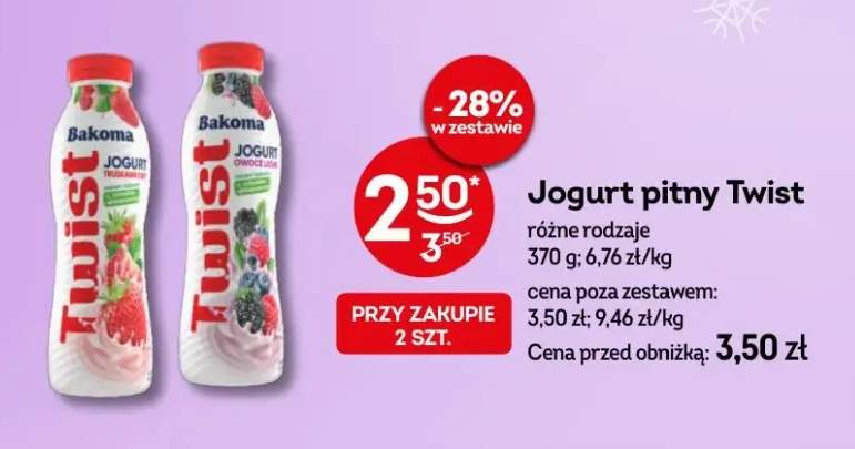 Jogurt pitny Twist różne rodzaje