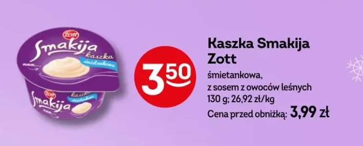 Kaszka Smakija Zott śmietankowa, z sosem z owoców leśnych