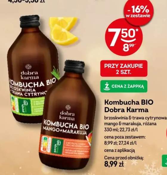 Kombucha BIO brzoskwinia & trawa cytrynowa