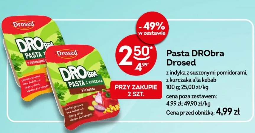 Pasta DRObra z indyka z suszonymi pomidorami, z kurczaka a'la kebab