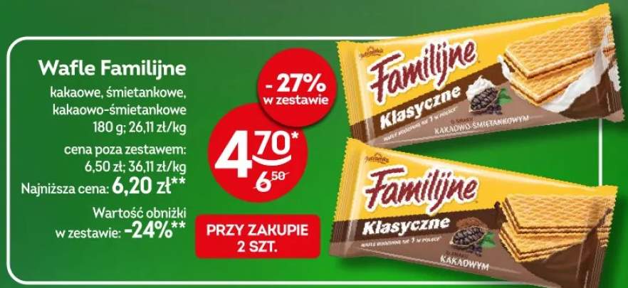 Wafle kakaowe, śmietankowe, kakaowo-śmietankowe