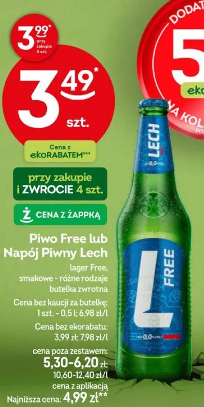 Piwo Free lub Napój Piwny Lech lager Free, smakowe - różne rodzaje