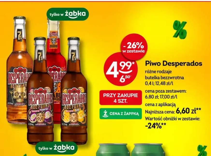 Piwo Desperados różne rodzaje butelka bezzwrotna