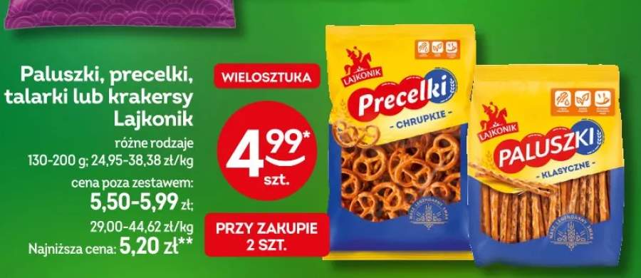 Paluszki, precelki, talarki lub krakersy Lajkonik różne rodzaje