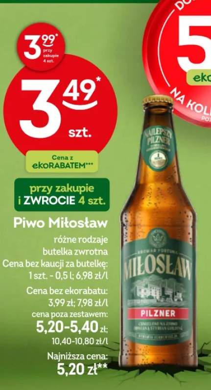 Piwo Miłosław różne rodzaje butelka zwrotna