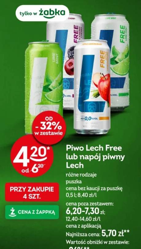 Piwo Lech Free lub napój piwny Lech różne rodzaje