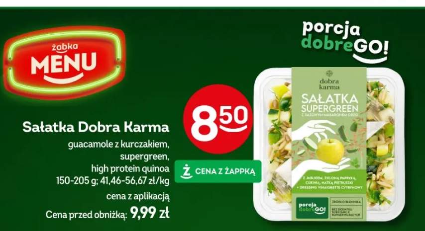 Sałatka Supergreen z zielonymi warzywami oraz guacamole z kurczakiem, supergreen, high protein quinoa