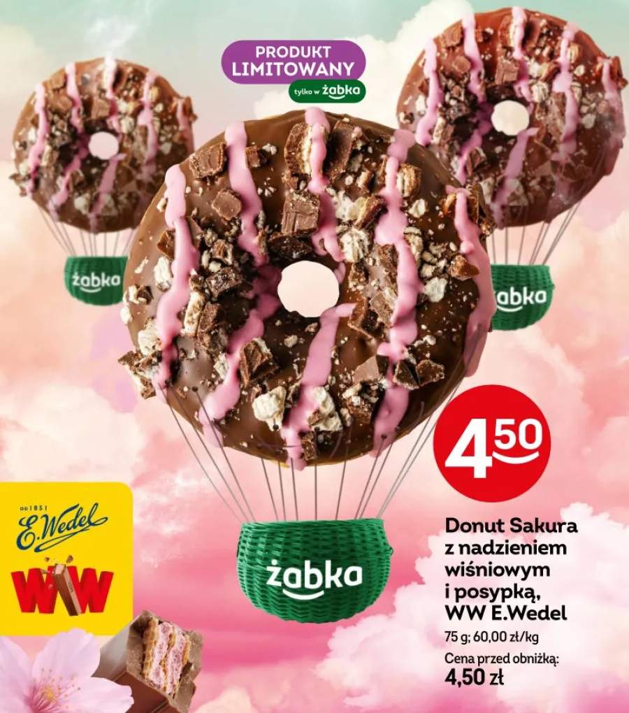 Donut Sakura z nadzieniem wiśniowym i posypką