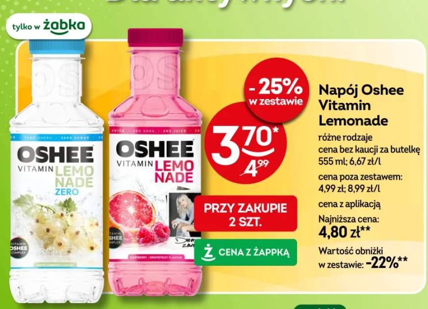 Napój Oshee Vitamin Lemonade różne rodzaje