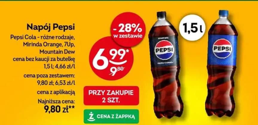 Napój Pepsi Cola różne rodzaje