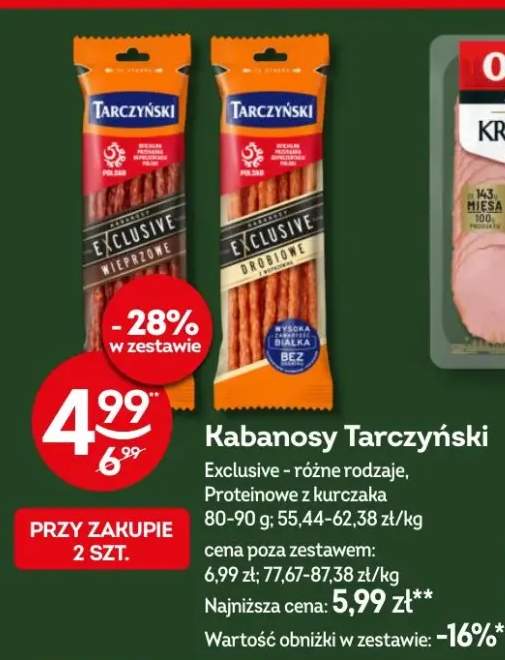 Kabanosy Exclusive - różne rodzaje, proteinowe z kurczaka
