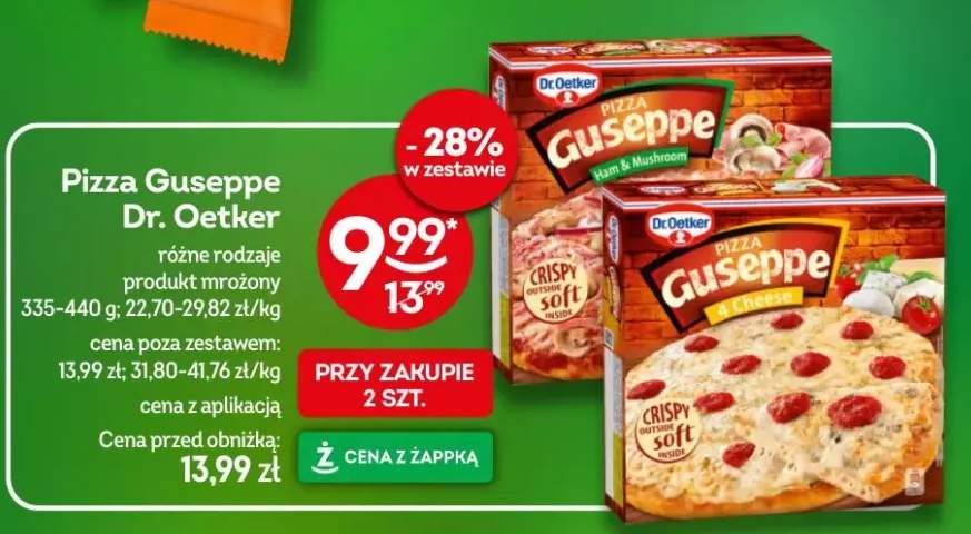 Pizza Guseppe różne rodzaje produkt mrożony