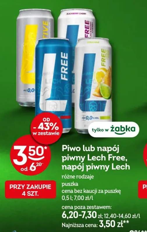 Piwo lub napój piwny Lech Free, napój piwny Lech różne rodzaje