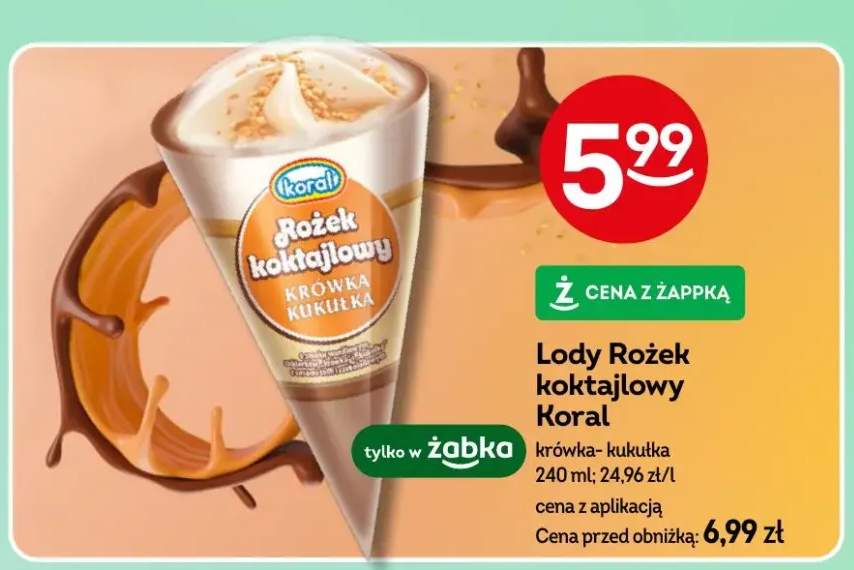 Lody rożek koktajlowy krówka-kulkulka