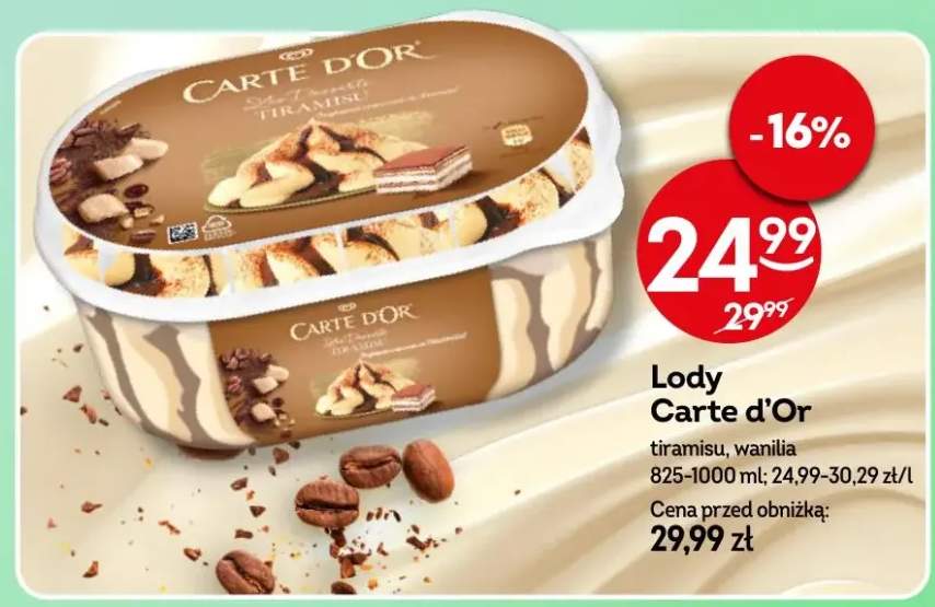 Lody tiramisu, wanilia