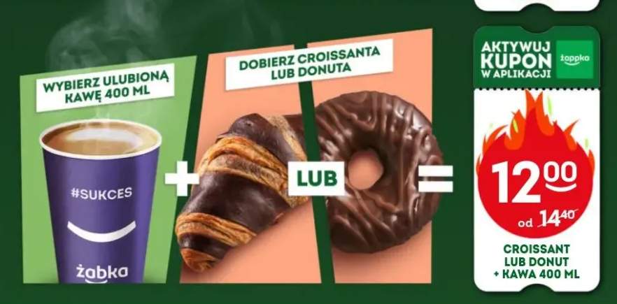 Croissant lub donut + kawa 400ml