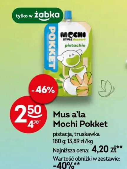 Mus a'la Mochi Pokket pistacja, truskawka