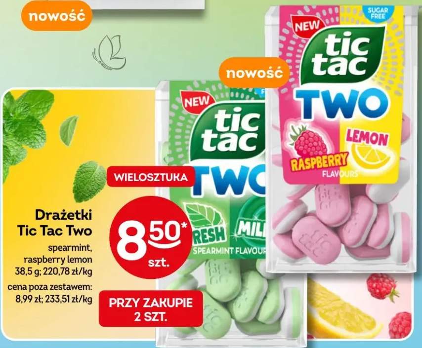 Drażetki Tic Tac Two spearmint, raspberry lemon