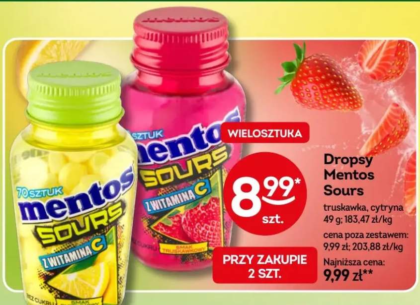 Dropsy Sours truskawka, cytryna