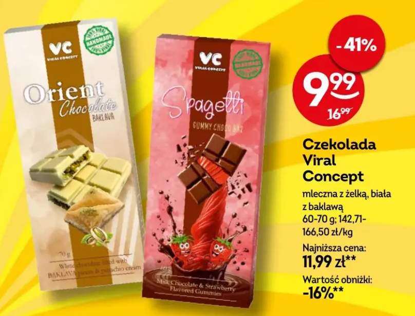 Czekolada mleczna z żelką, biała z bakławą