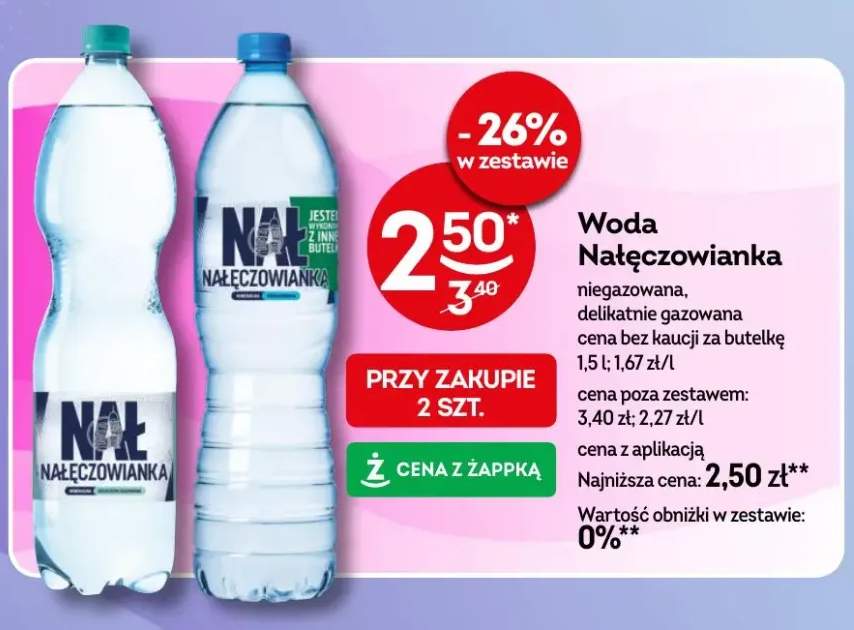 Woda niegazowana, delikatnie gazowana