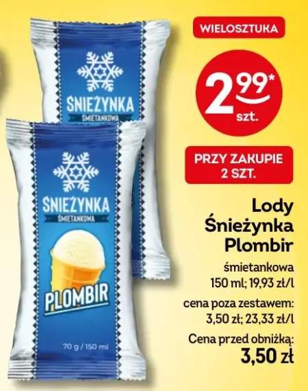 Lody Śnieżynka Plombir śmietankowa