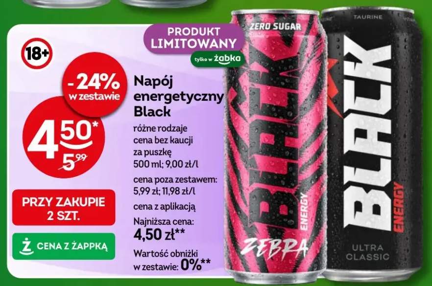 Napój energetyczny Black różne rodzaje