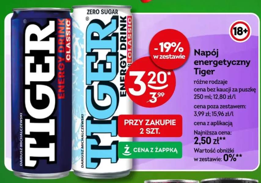 Napój energetyczny Tiger różne rodzaje