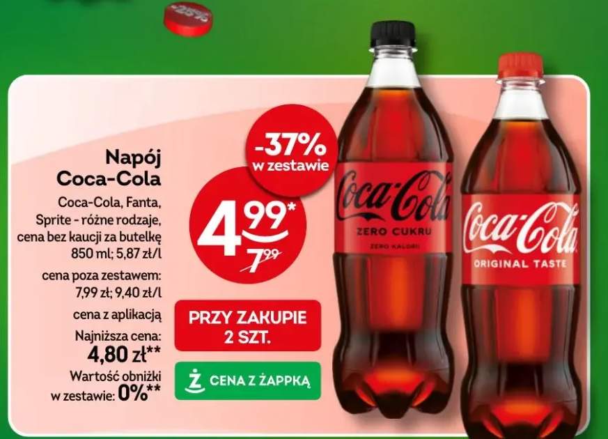 Napój Coca-Cola różne rodzaje