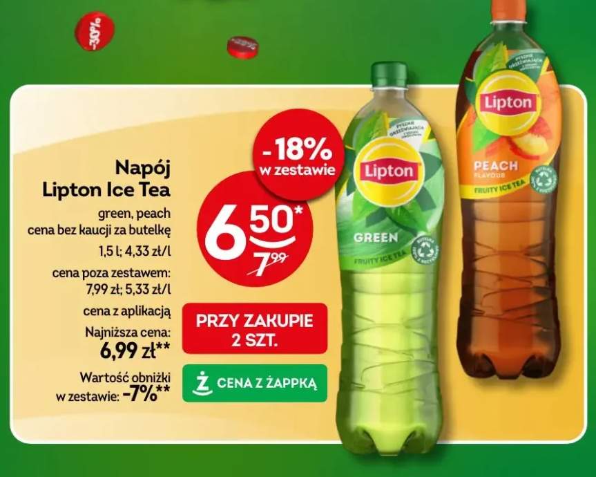 Napój Lipton Ice Tea green, peach 1,5l
