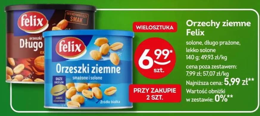 Orzeszki ziemne Felix solone, długo prażone, lekko solone