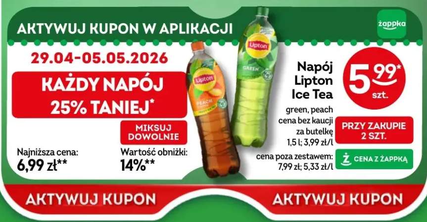 Napój lipton ice tea green peach