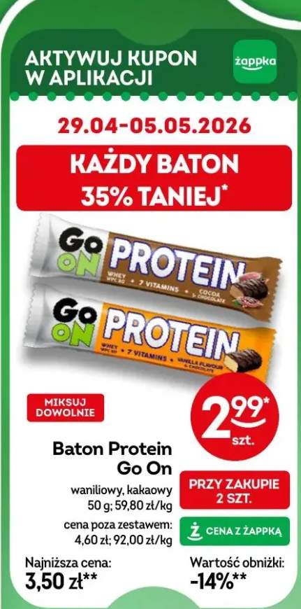 Baton protein go on waniliowy, kakaowy