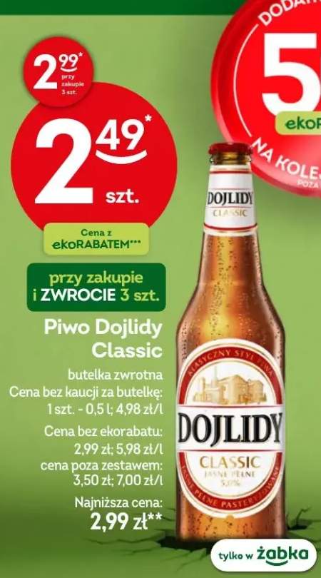 Piwo dojlidy classic butelka zwrotna