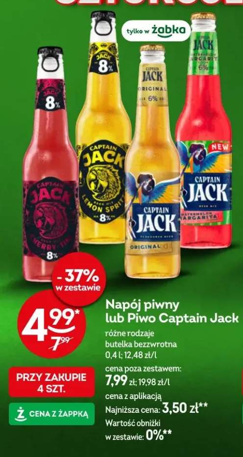 Napój piwny lub piwo Captain Jack różne rodzaje butelka bezzwrotna