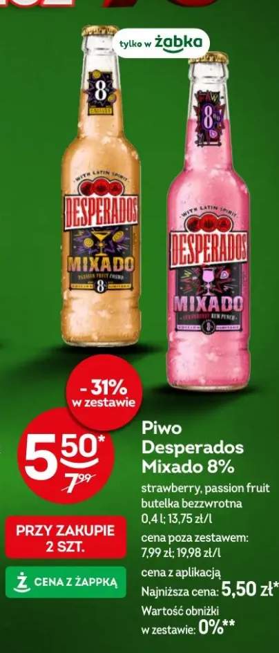 Piwo Desperados Mixado 8% strawberry, passion fruit butelka bezzwrotna