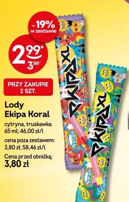 Lody ekipa koral cytryna, truskawka