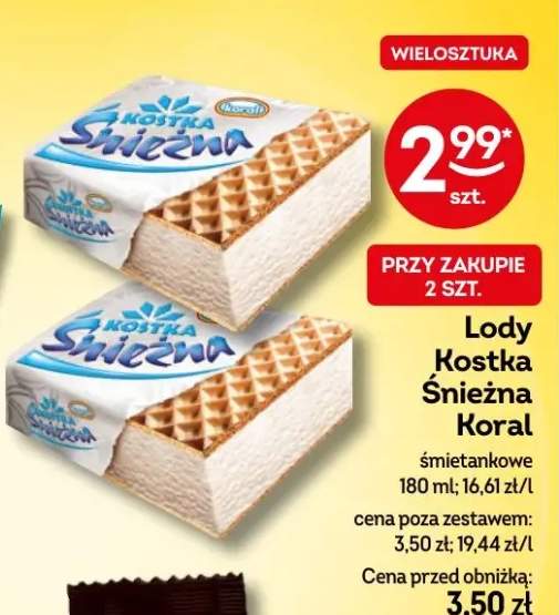 Lody kostka śnieżna koral śmietankowe