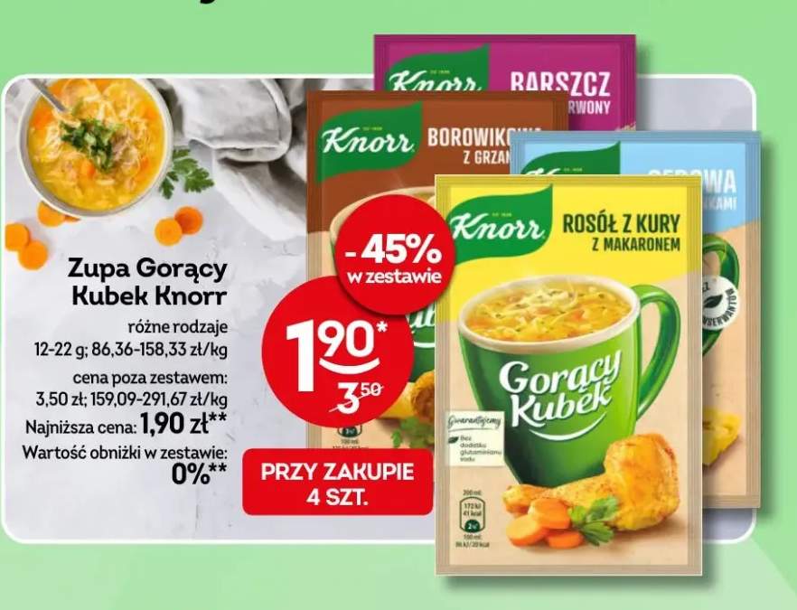 Zupa gorący kubek Knorr różne rodzaje