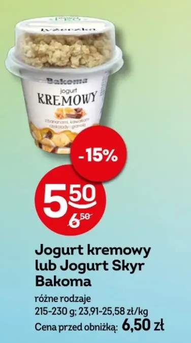 Jogurt kremowy lub jogurt skyr Bakoma