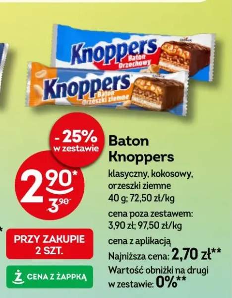 Baton Knoppers klasyczny, kokosowy, orzeszki ziemne