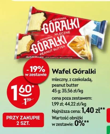 Wafel Góralki mleczny, z czekoladą, peanut butter