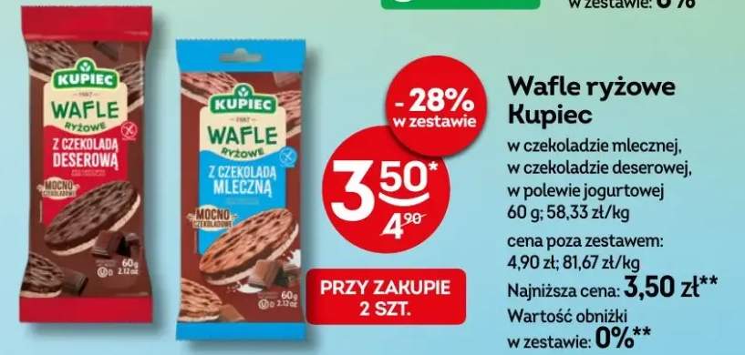 Wafle ryżowe Kupiec w czekoladzie mlecznej, w czekoladzie deserowej, w polewie jogurtowej