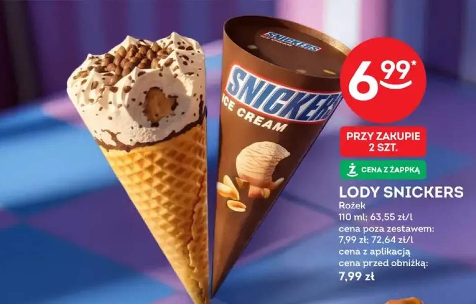 Lody Snickers Rożek Ice Cream