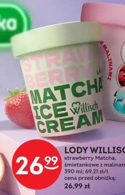Lody Willisch strawberry Matcha śmietankowe z malinami