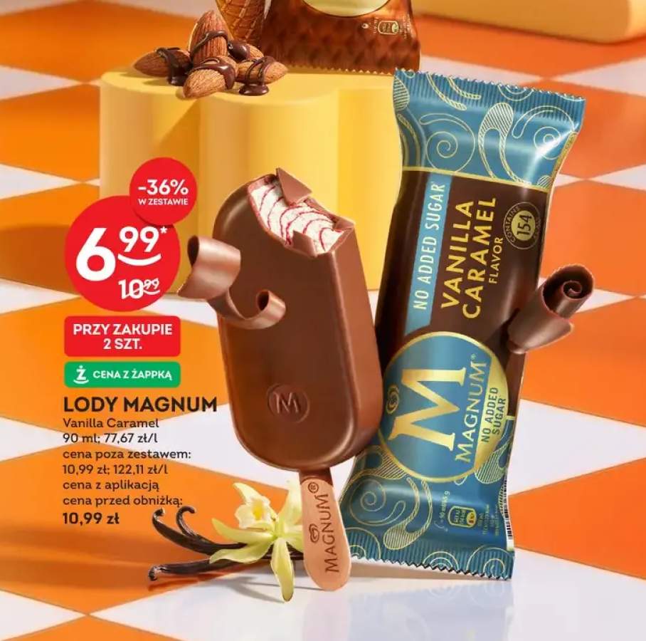 Lody Magnum Vanilla Caramel No Added Sugar
